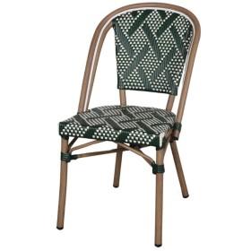 Chaise Tina Hôtellerie | Tressage Vert/Blanc | En Stock