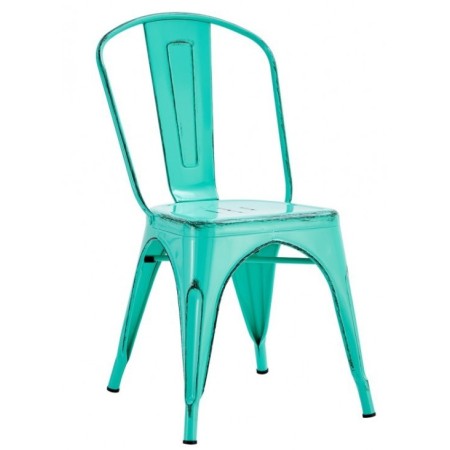 Silla Tudor Aqua | Silla Tolix Apilable en Acero Verde Agua vintage