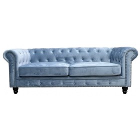 Canapé Chesterfield 3 places Bleu Clair