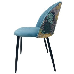 Chaise Petunia pour restaurants avec structure noire et velours bleu