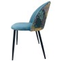 Petunia chair for restaurants with black structure and blue velvet