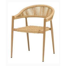 Osaka stackable armchair made of aluminum and rope for terraces