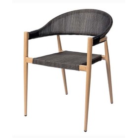 Sillón apilable Deco Roble | Textilene negro | En stock