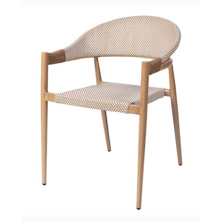 Armchair stackable Deco Oak | Textilene Latte | Buy now ✅