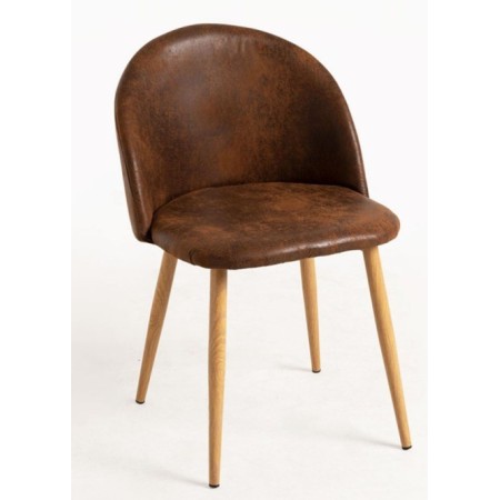 Chaise Cindy | Similicuir et pieds acier imitation bois